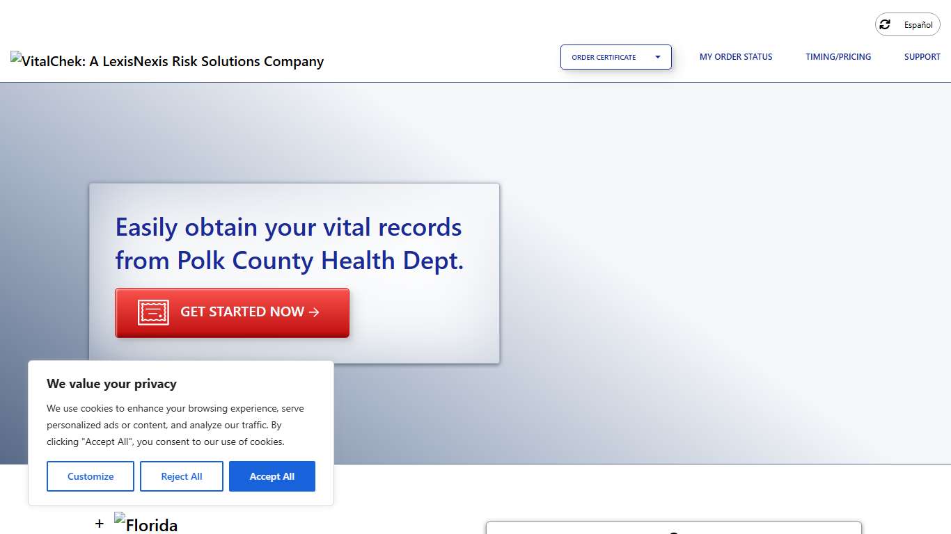 Polk County Health Dept. (FL) Order Certificates - VitalChek